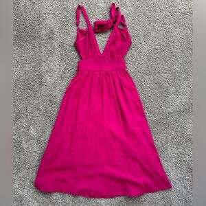 Lulu’s Magenta Tie Back Midi Dress